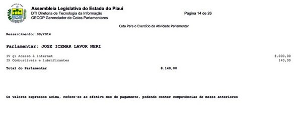 Nerinho reembolsa R$ 8 mil mensal com despesas de acesso à internet