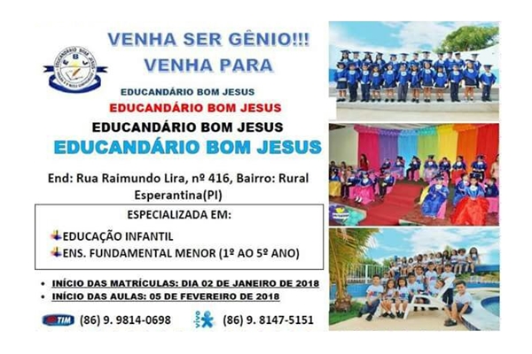 Teve início as matrículas no Educandário Bom Jesus