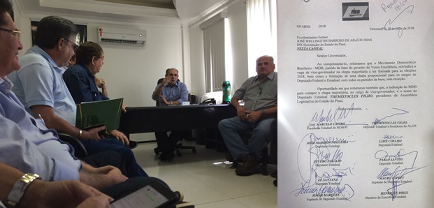 Em carta, MDB reivindica chapão e indicação de Themístocles para a vice