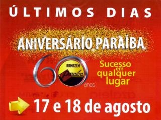 Últimos dias das ofertas do Aniversário Paraíba
