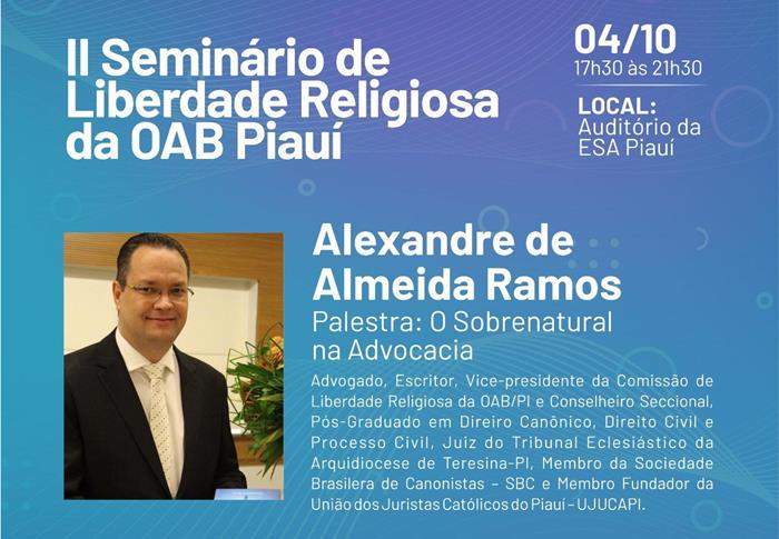 OAB Piauí realizará II Seminário de Liberdade Religiosa