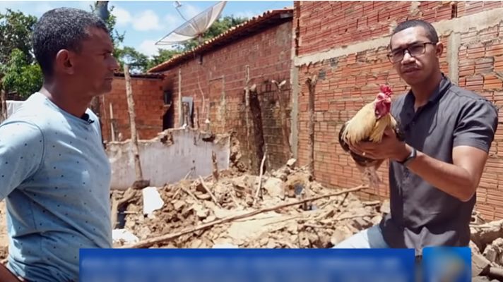 Casa desaba em Piripiri e mulher é ‘salva’ da morte por galo; Vídeo