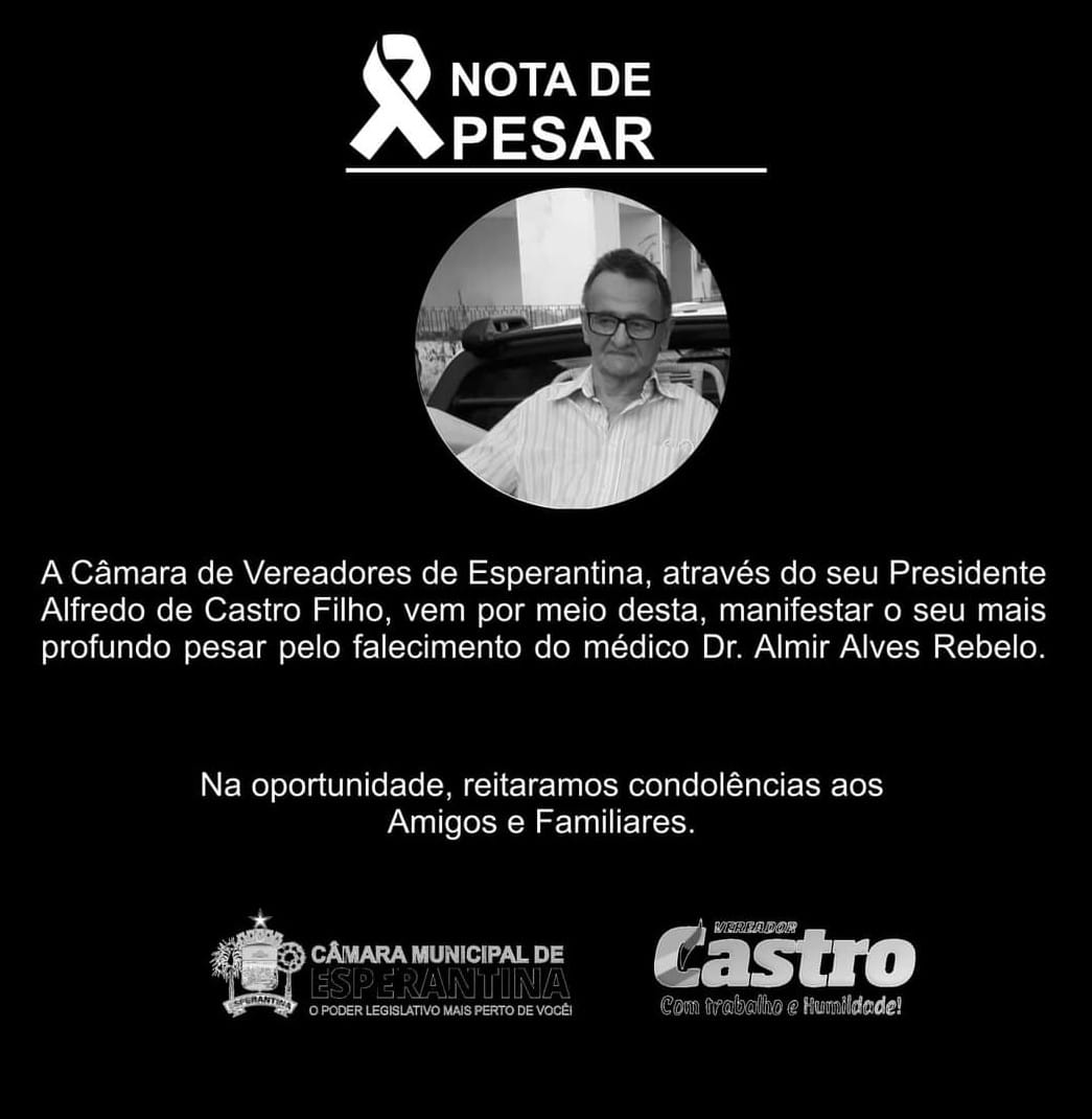 Nota de pesar da Câmara Municipal de Esperantina