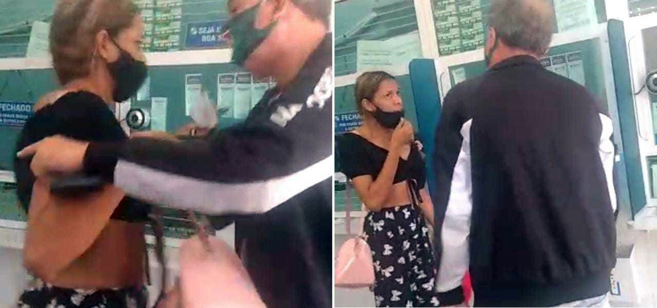 Homem agride mulher grávida na fila de lotérica: ‘sou militar’. VÍDEO