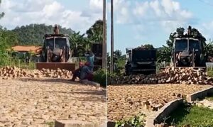 retirando calçamento
