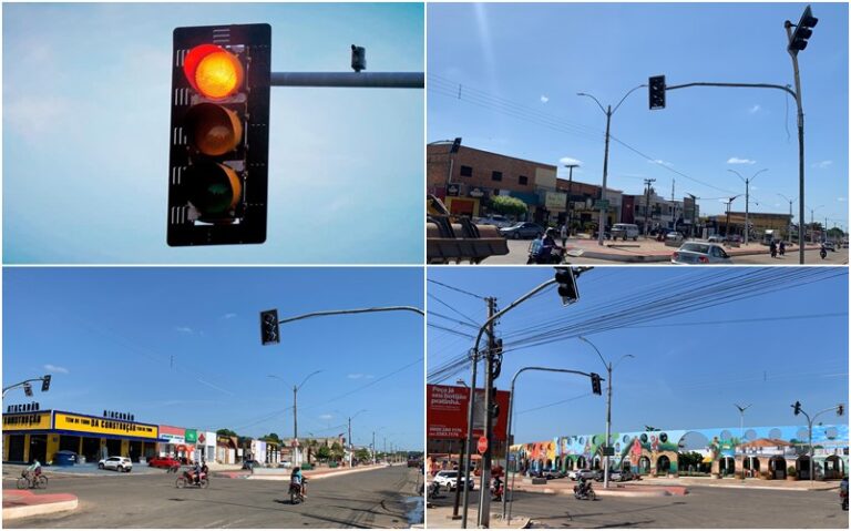 semáforos na avenida Petrônio Portela