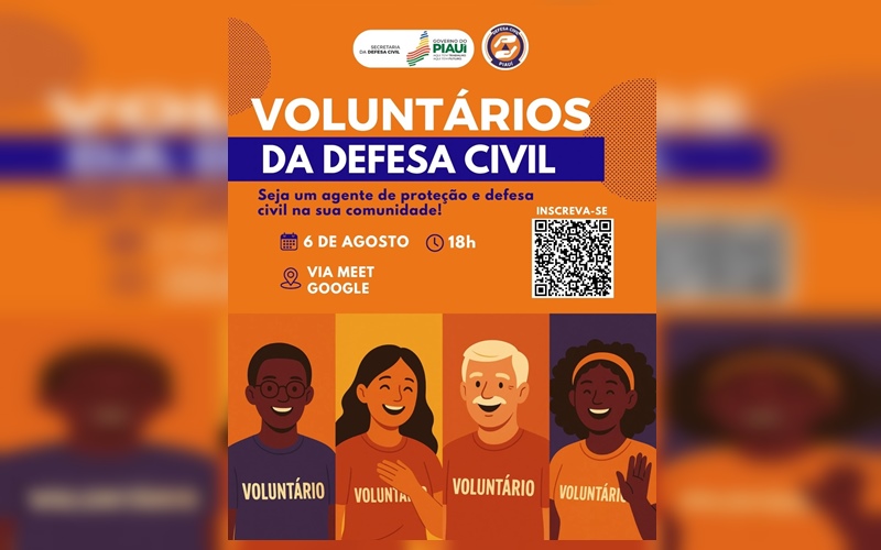 ​​​Abertas inscrições para voluntariado da Defesa Civil em Esperantina e 03 cidades