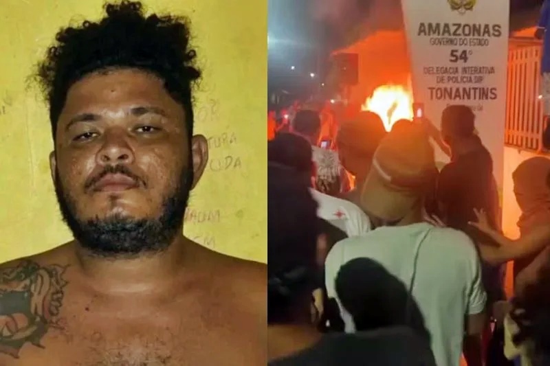 Revoltados com feminicídio, moradores invadem delegacia e queimam suspeito
