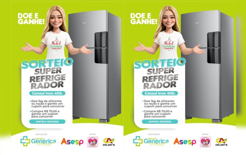 Natal Solidário das Drogarias Genéricas vai sortear um super refrigerador